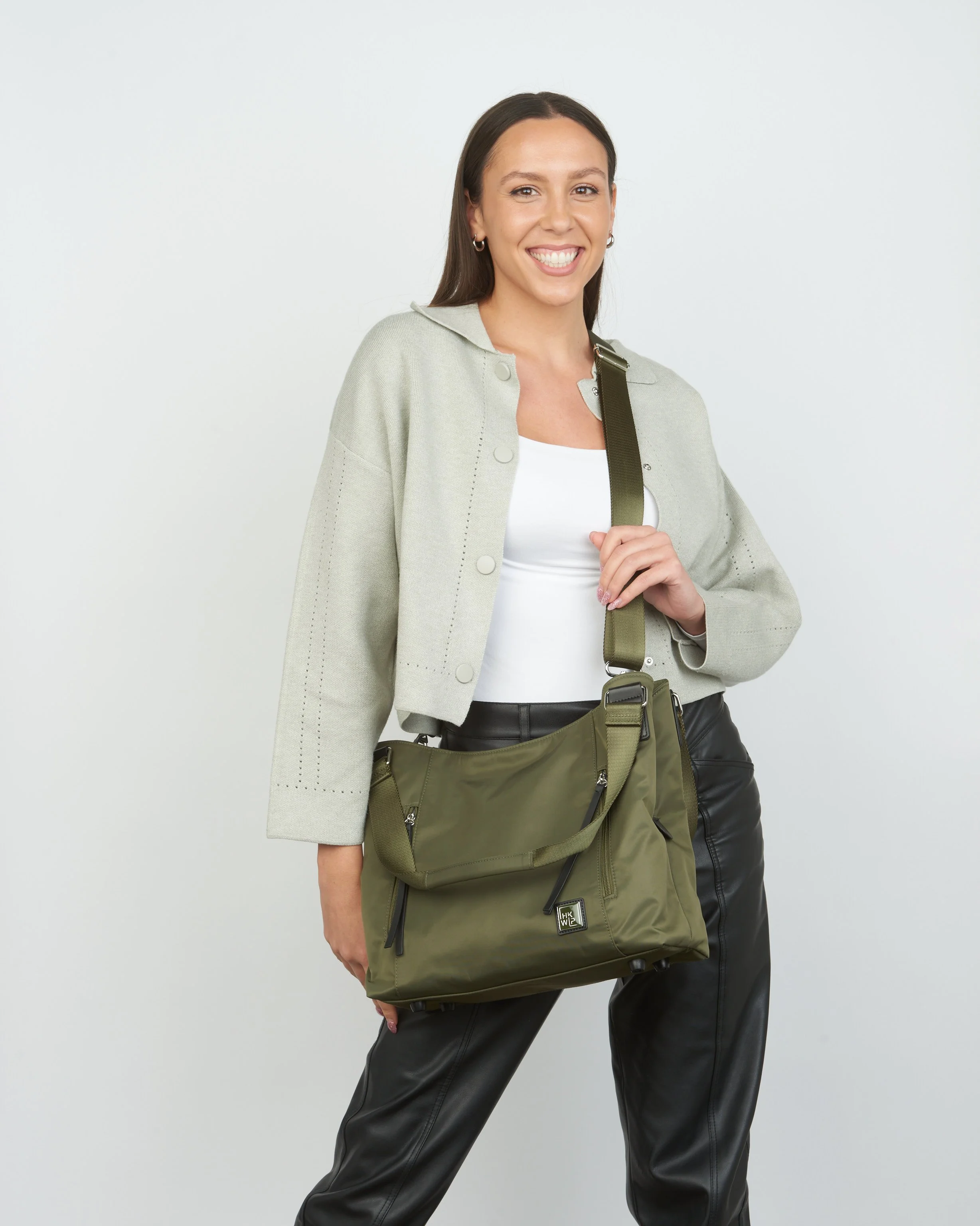 THE TRIPLE ENTRY HOBO BAG - MILITARY OLIVE — IHKWIP